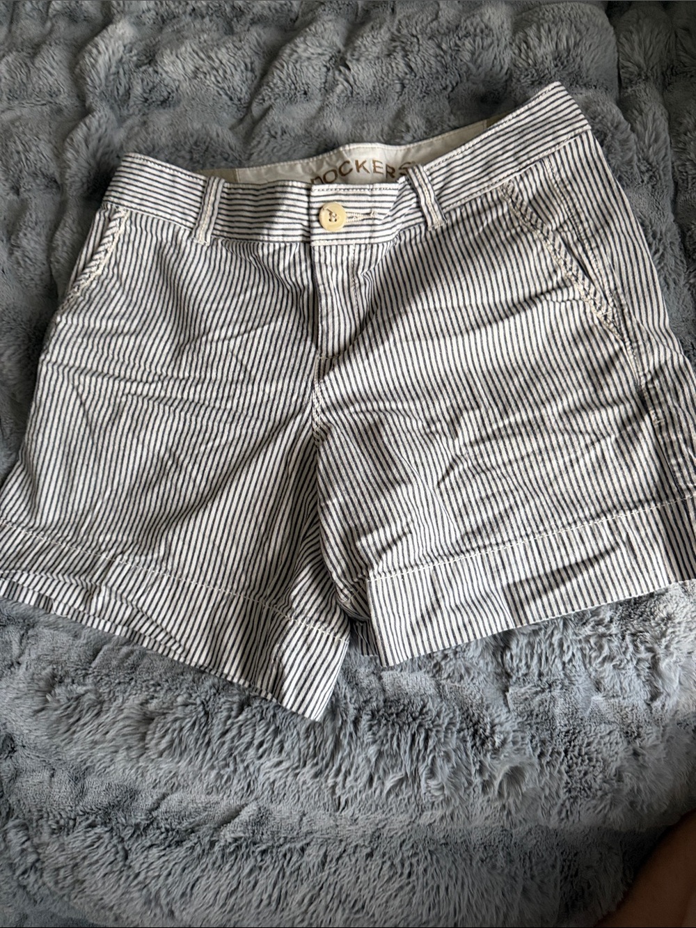 Dockers Navy & White Pinstripe Cotton Shorts